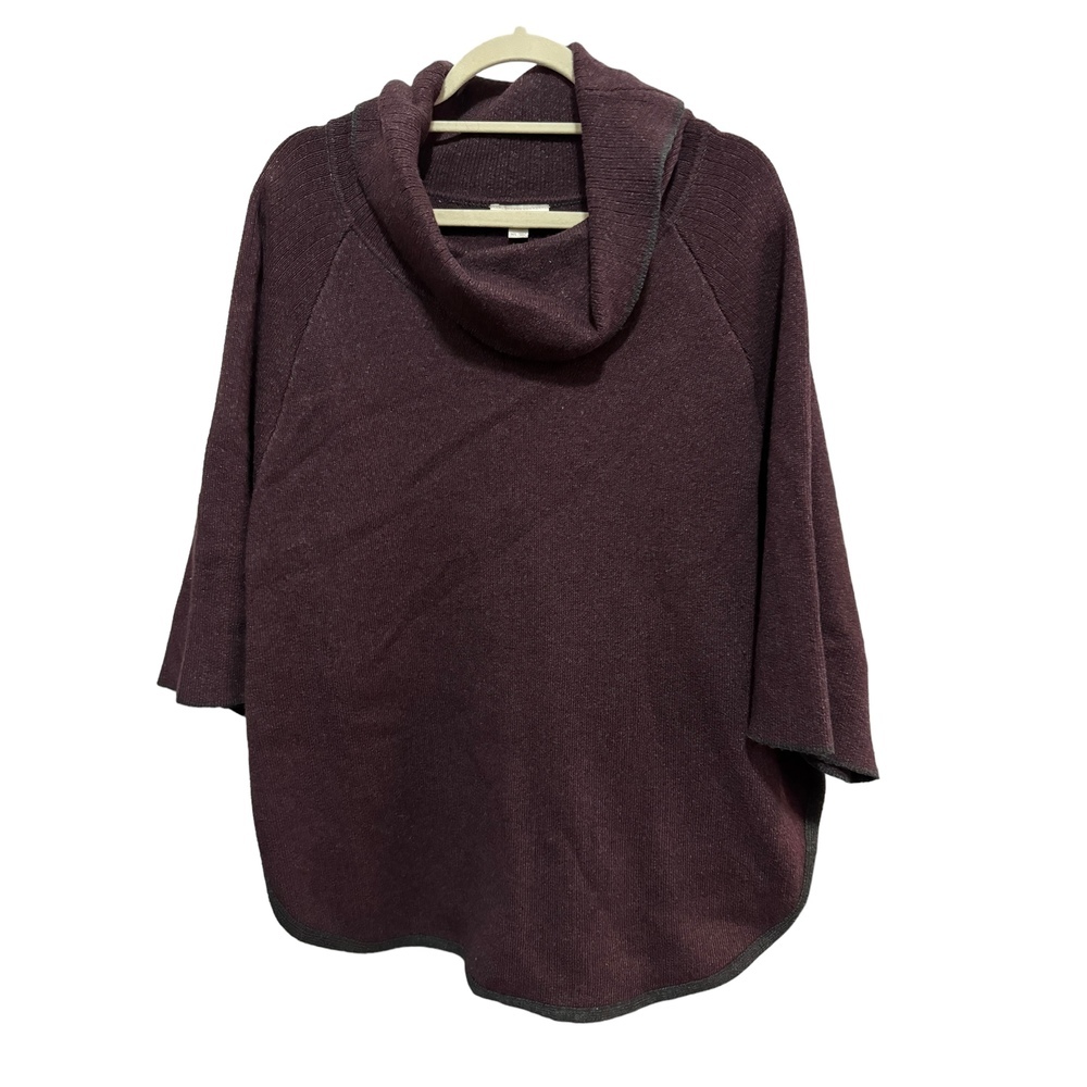 LOFT - Raglan sleeve heavy sweater; burgandy / grey - Size M/L